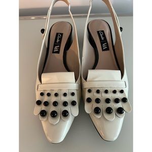 Clark’s Victoria & Albert Swixties Ivory Patent Leather Slingbacks